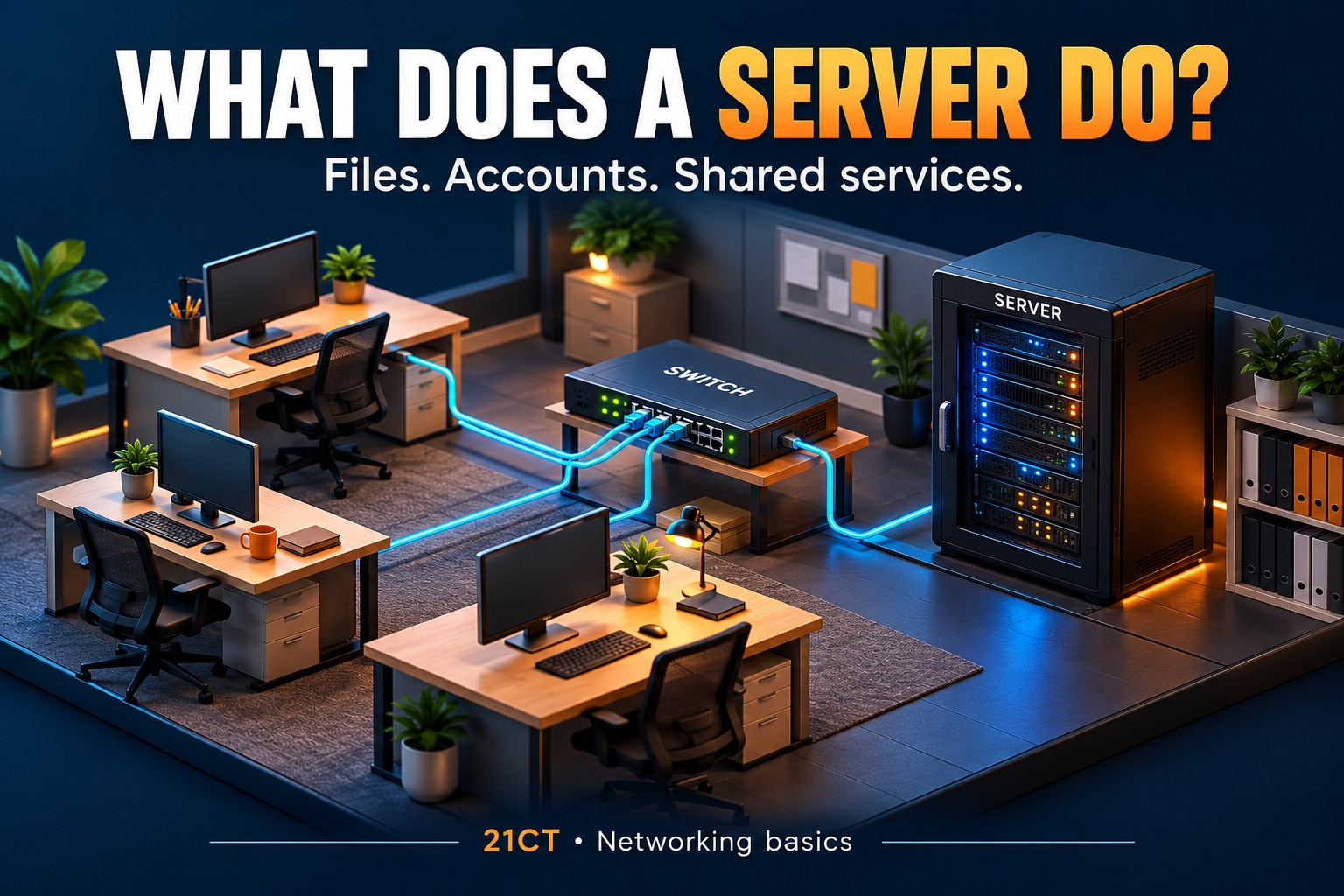 ရုံးငယ်တစ်ခုမှာ Server က ဘာလုပ်ပေးသလဲ | Small-Office Server Basics