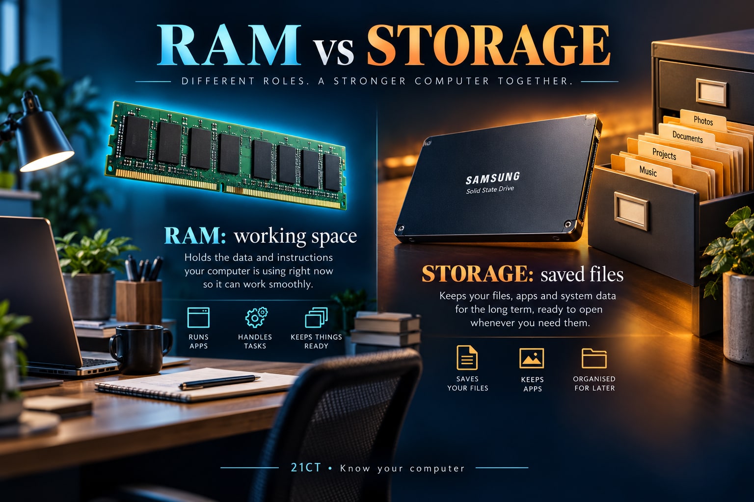 RAM နဲ့ Storage ဘာကွာသလဲ | Working Space vs Saved Files